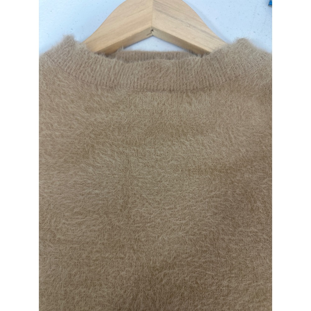Princess Polly Women Camel Tan Fuzzy Eyelash Knit Cropped Sweater SM Pullover - Picture 4 of 6